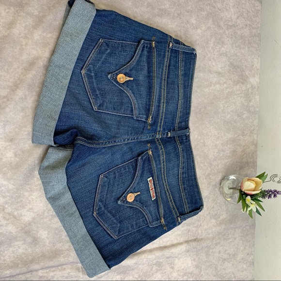 HUDSON Jeans Medium Washed Denim Croxley Mid Thigh Shorts Women’s Size 25 - Picture 3 of 6